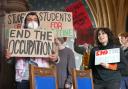 Students staged a demonstration at Glasgow University
