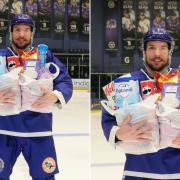 Glasgow Clan player Drew McLean getting ready for the club's Foodbank Appeal at Saturday's home game at Braehead Arena