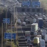 HGV flipped over and smashed into barrier on motorway