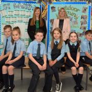 Children and staff at St Mary's Primary in Caldercruix