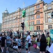 Damaged traffic lights fixed after Celtic fan party in Merchant City