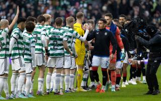 Celtic and Rangers' players shake hands