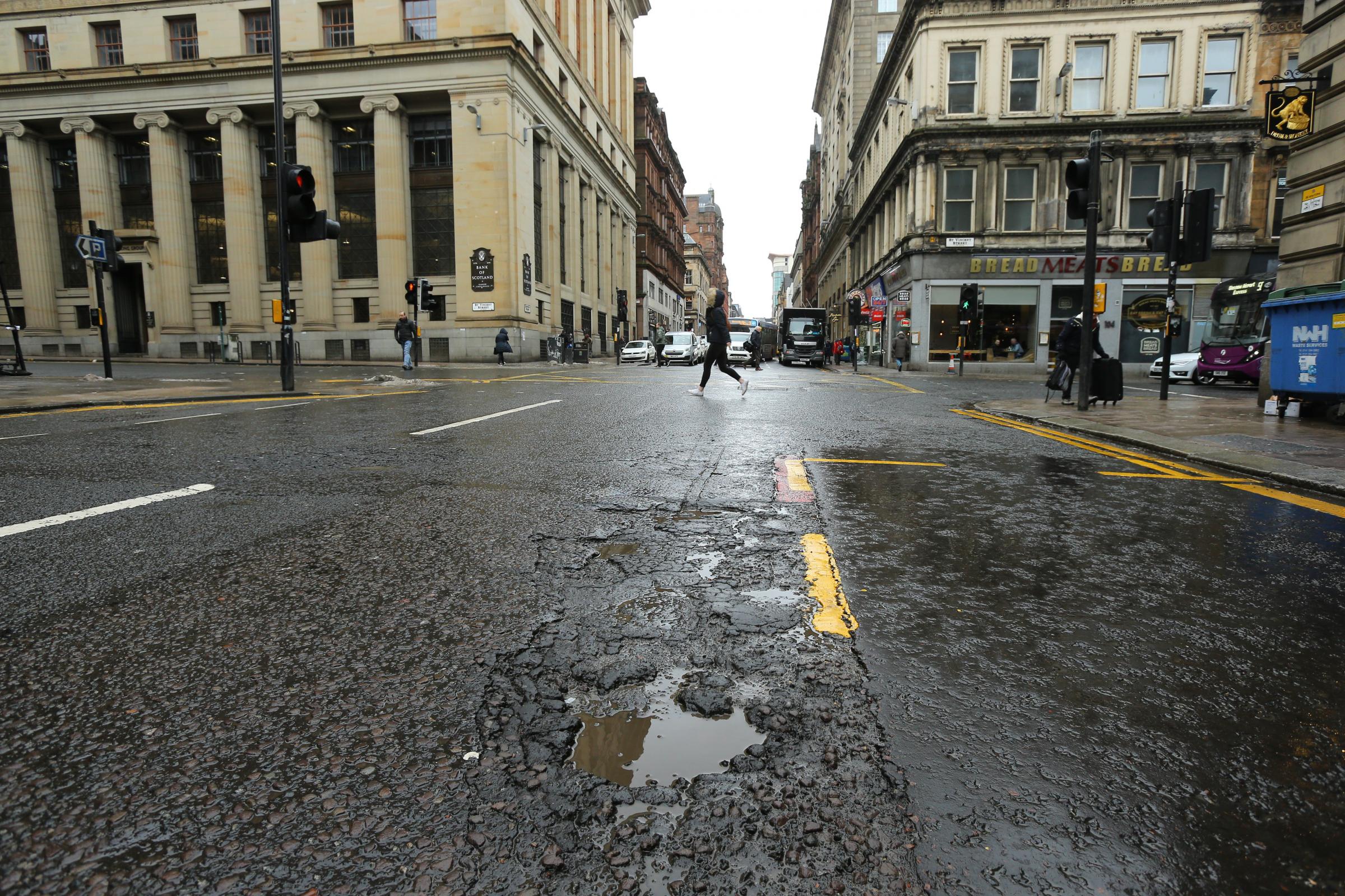 Backlog of repairs to Glasgow’s roads would cost almost £100million to complete