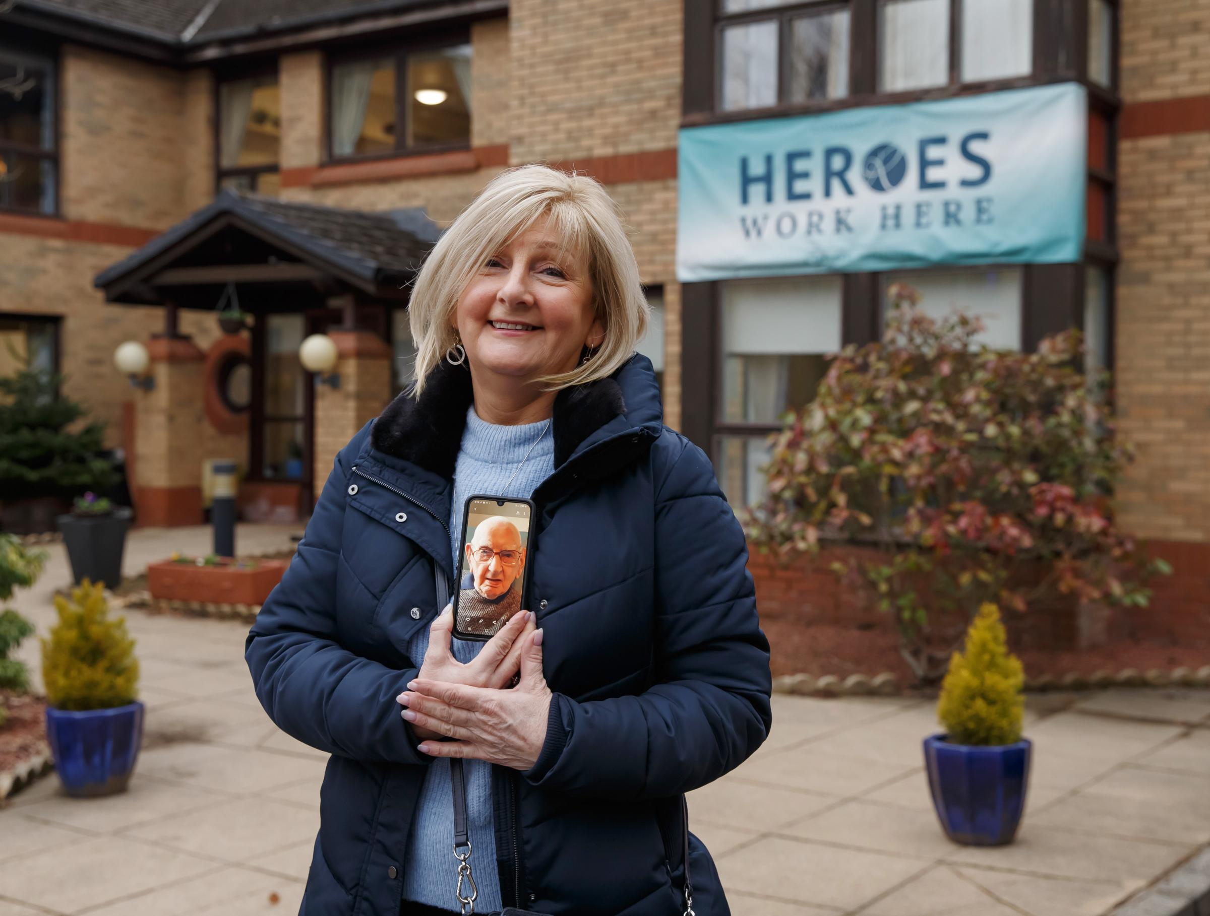 Liz MacLeod pictured outside Whitecraigs care home in Thornliebank Picture: Colin Mearns