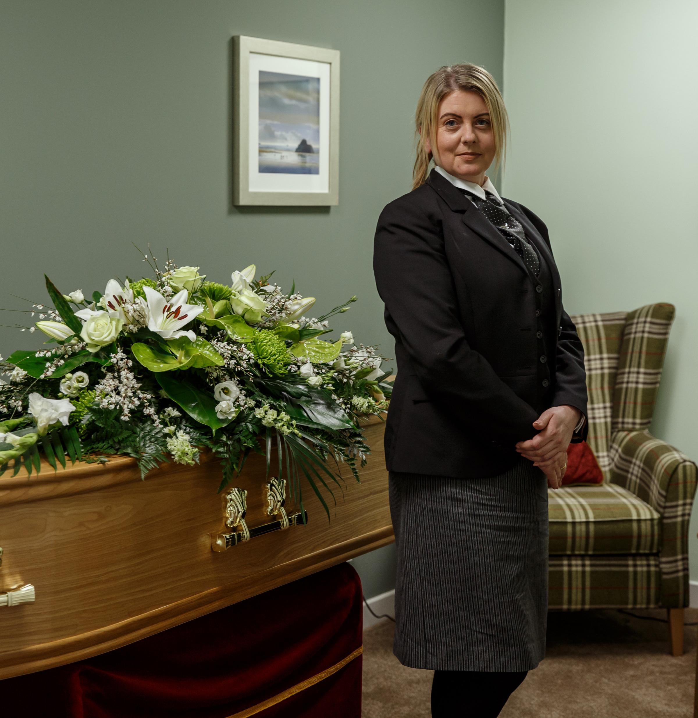 Funeral director Linda McGreskin in the viewing room at T&R OBrien premises Picture: Colin Mearns