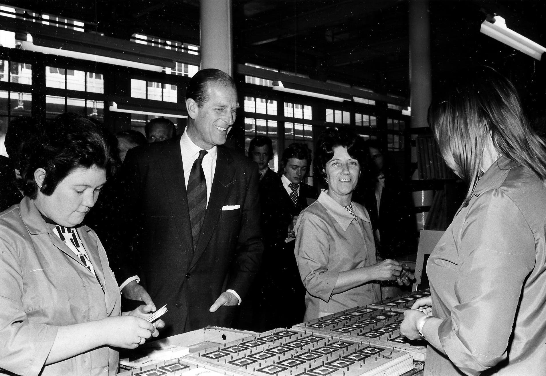 Prince Philip at the Anchor Mills in Paisley.