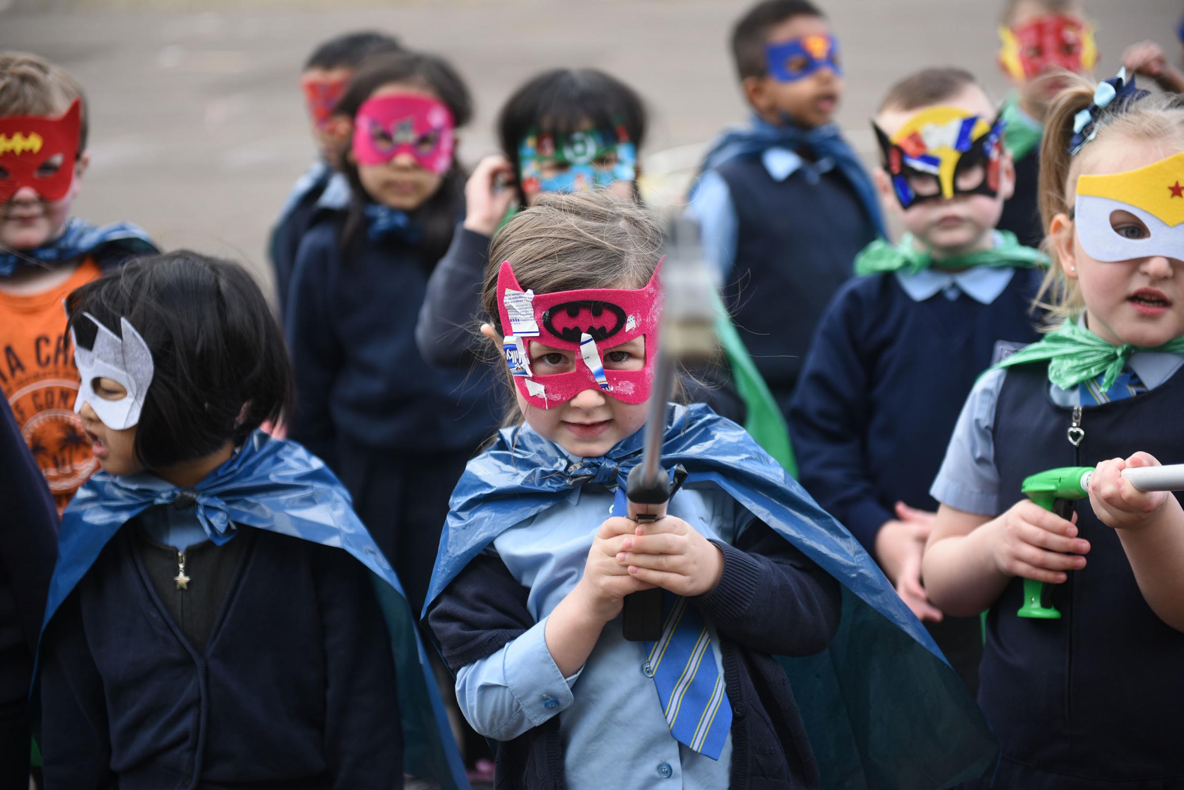 The mighty Litterless Superheroes from St Josephs Primary. Pic: Kirsty Anderson/Glasgow Times