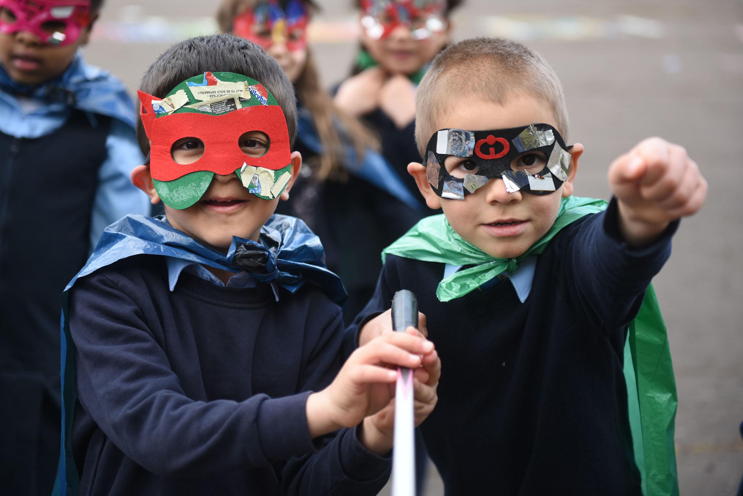 The mighty Litterless Superheroes from St Josephs Primary. Pic: Kirsty Anderson/Glasgow Times