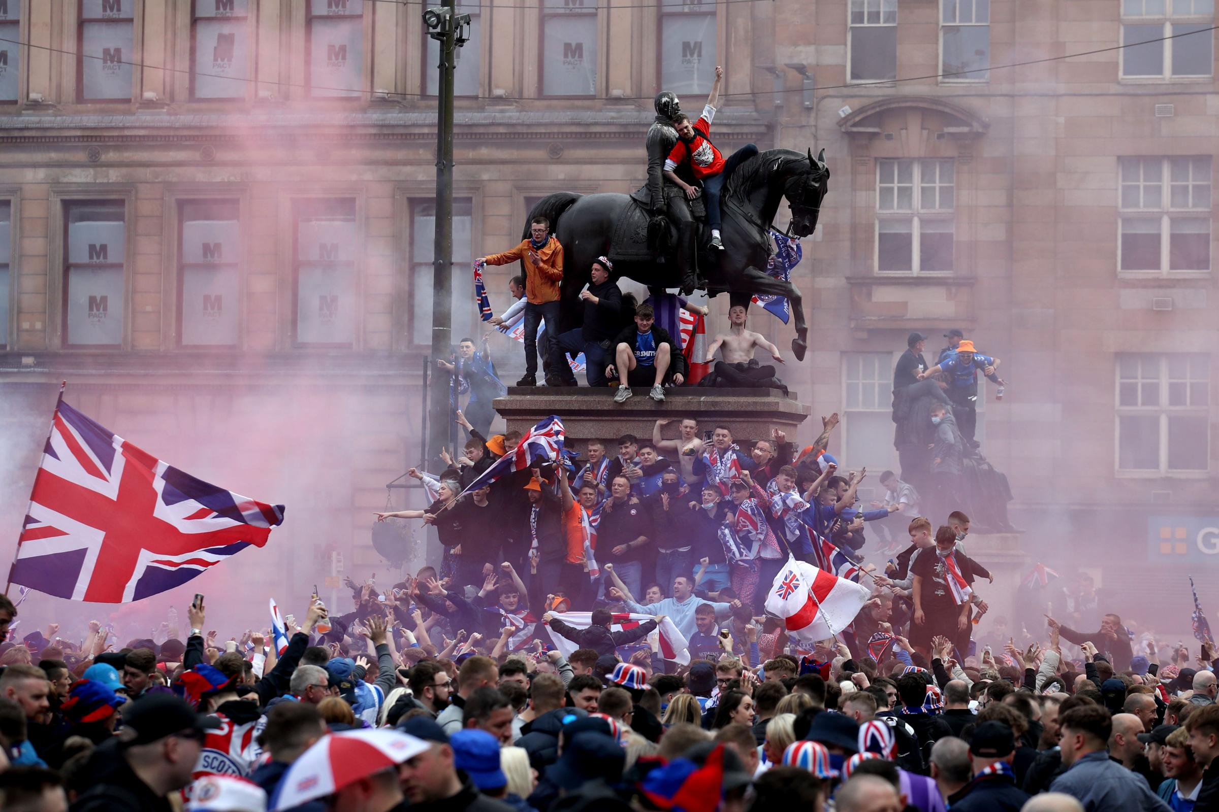 George Square: Man arrested in connection to Rangers fans' title day celebrations