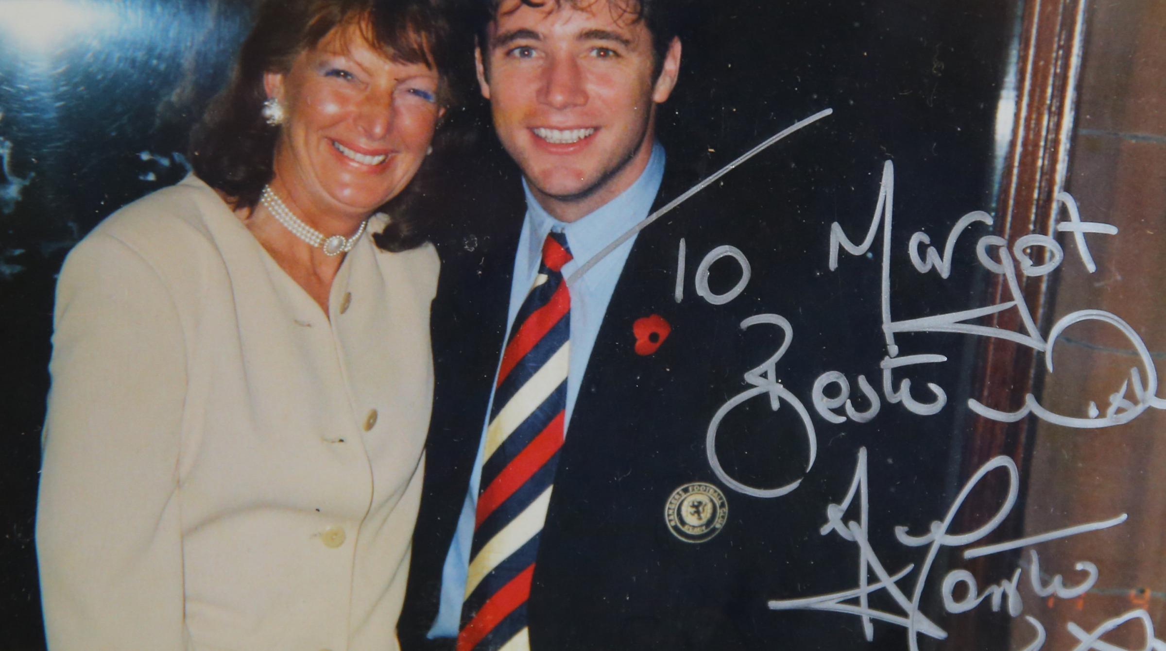 Margot Burkhill pictured with Ally McCoist. Re Times Past feature... Photograph courtesy of Margot Burkhill..For GT Times Past, see story by Ann Fotheringham..