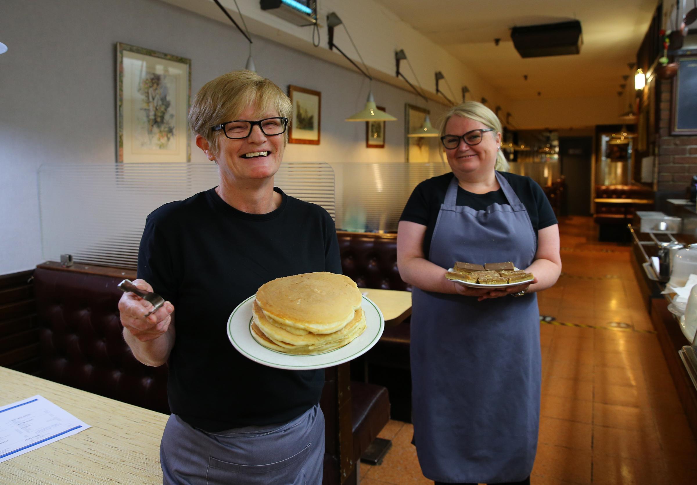 Buon Appetito, Rutherglen staff members Liz McMenemy, left and Tina Gaunt pictured in the restaurant that is situated in the Rutherglen Exchange shopping centre on the Main Street, Rutherglen... Photograph by Colin Mearns.26 May 2021.For GT, see story