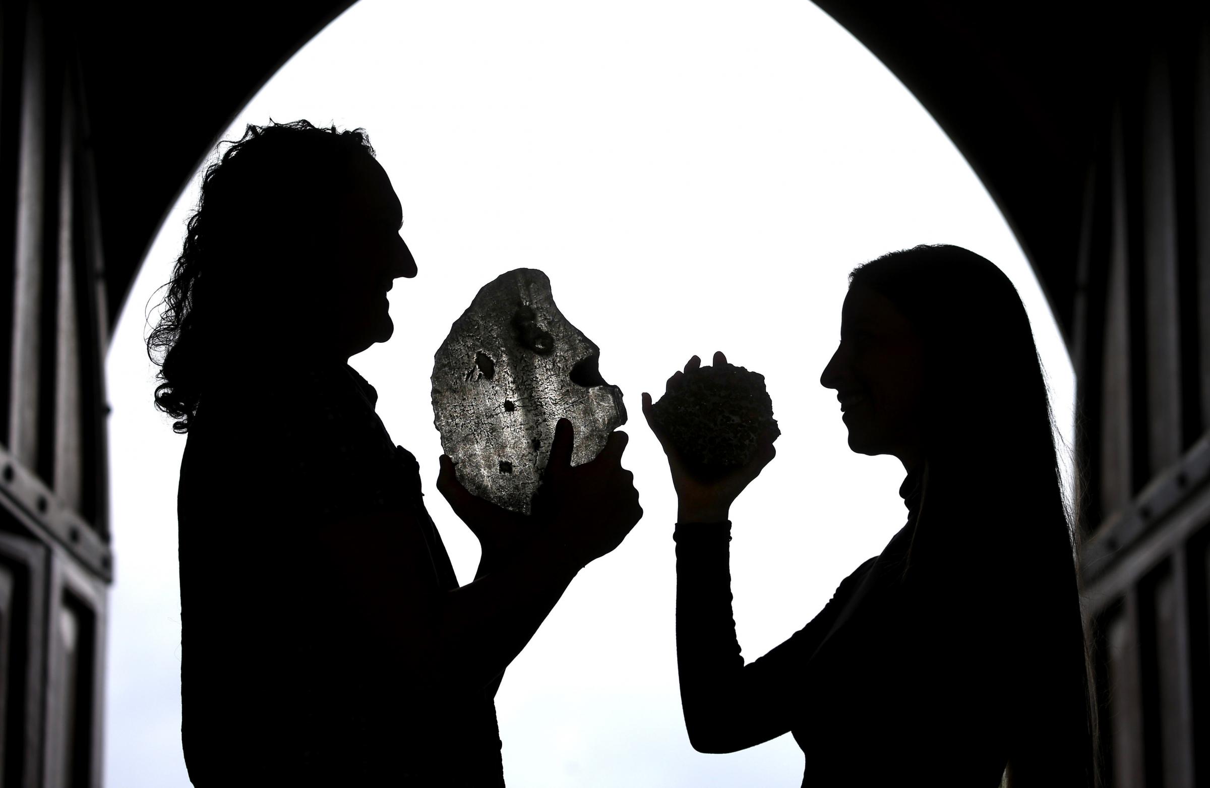Glasgow University researcher Luke Daly with partner Mire Ihasz hold meteorites from the Hunterian Picture: Gordon Terris