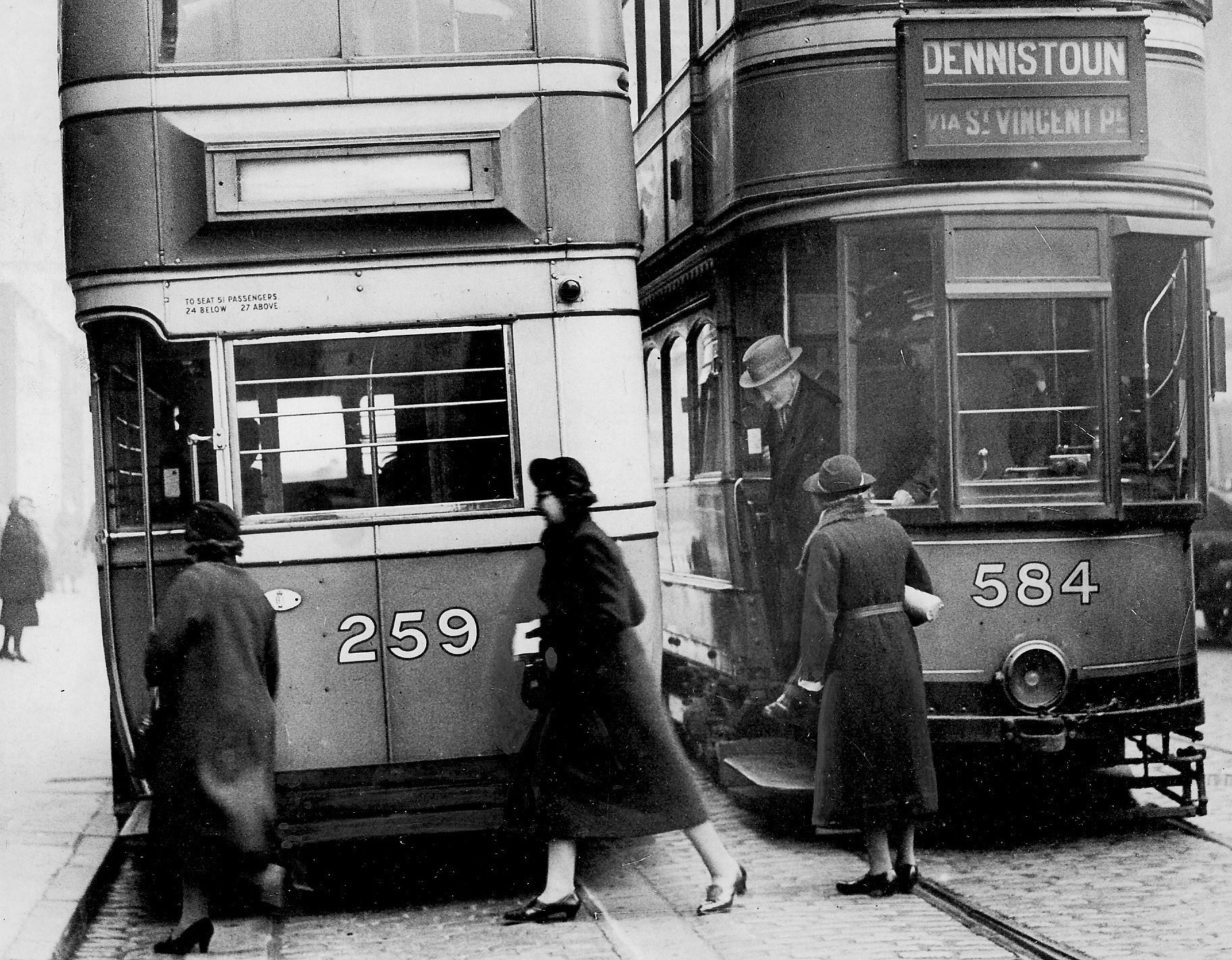 Switching from tram to bus because of road problems in 1939. Pic: Herald and Times