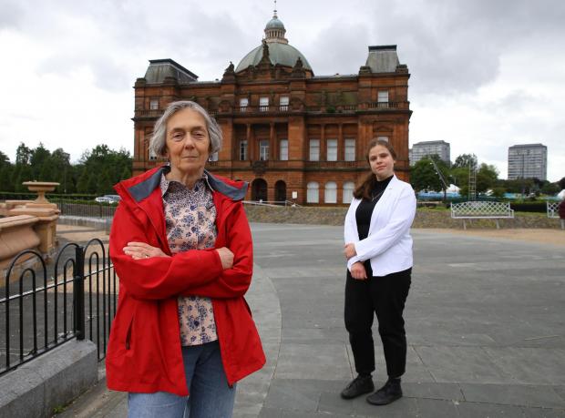 Glasgow Times: Patricia and her neighbour Silja are backing moves to build more public toilets. Pics: Colin Mearns