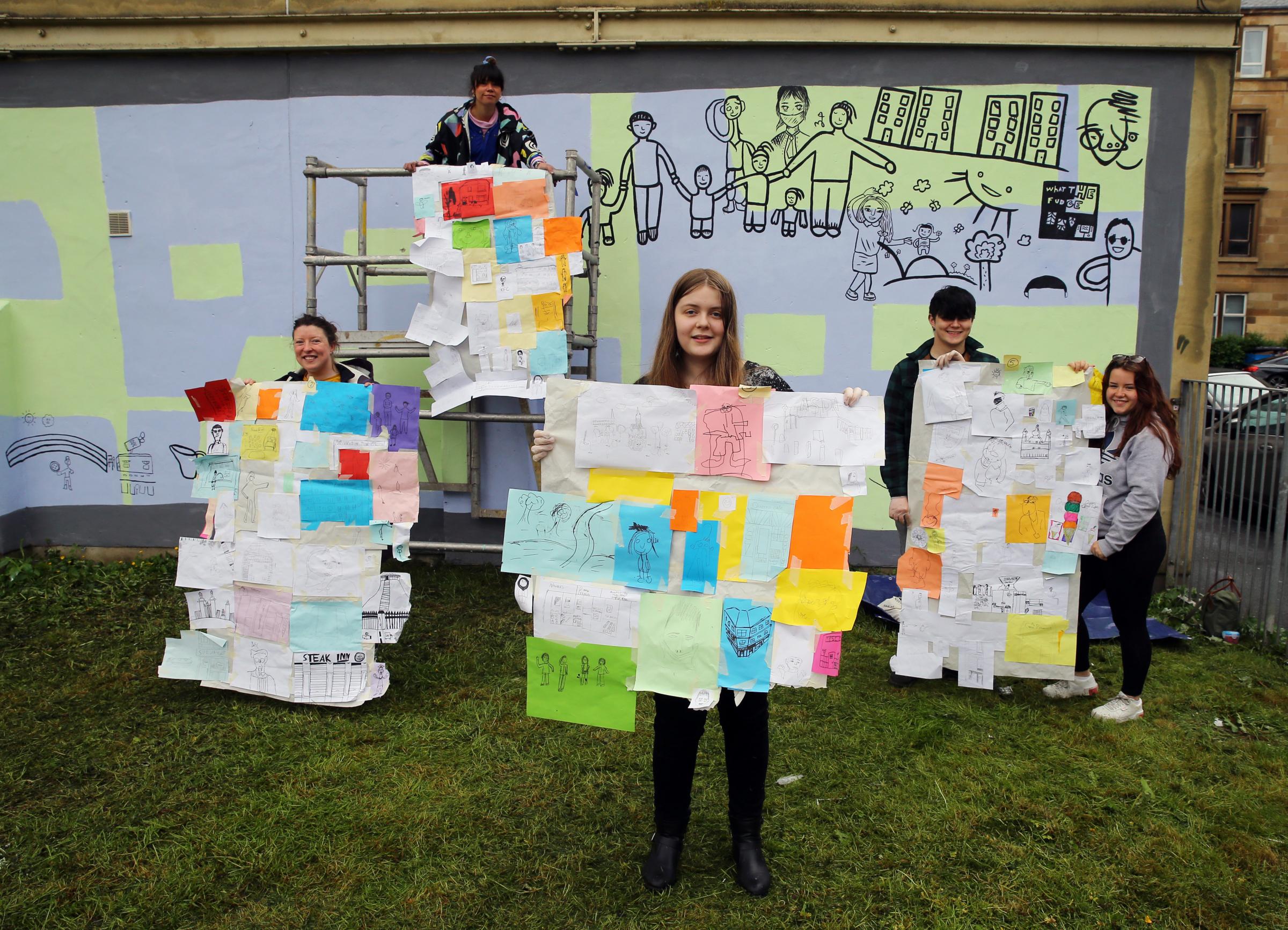 Govanhill primary pupils and Vox Liminis create Westmoreland Street mural