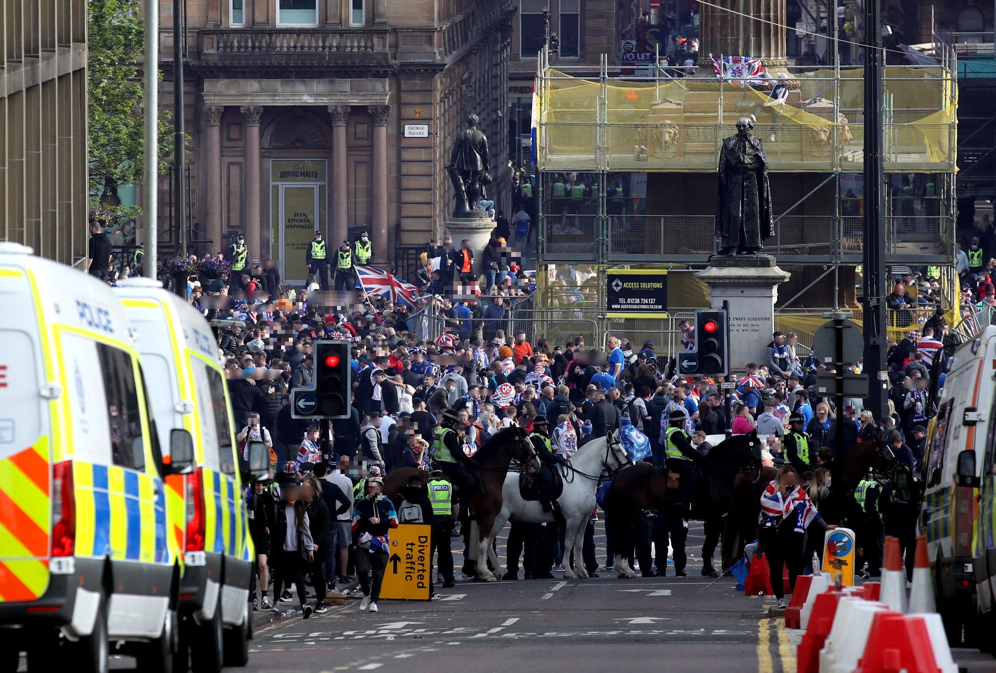 Yob involved in mass brawl at Rangers title celebrations in Glasgow avoids jail