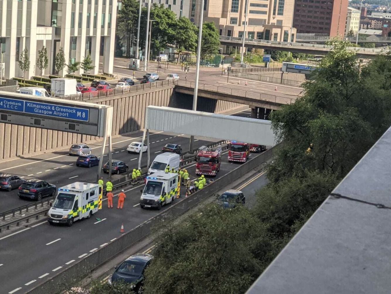M8 Glasgow crash: Emergency services on scene near Charing Cross
