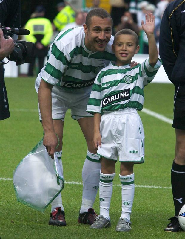 Glasgow Times: Henrik with Jordan during testimonial at Celtic Park in 2004 