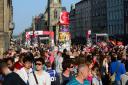 Edinburgh Fringe Festival 2015 Sunday 23rd August..Crowds on the Royal Mile..