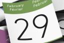Calendar where it's written february 29th with a blue thumbtack, leap year day image.