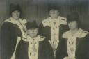 Mary Barbour, end left) in her ceremonial robes with (second left to right) Mary Bell, Mary Snodgrass and Mary Robertson, 1920. Picture: Glasgow City Archives