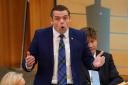 Douglas Ross was caught on mic shouting 'f***'s sake' as FMQs was suspended by a protester