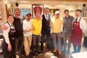 Celtic star's dad dines with rock band at Glasgow restaurant