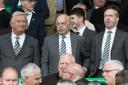 Celtic chairman Peter Lawwell, left, major shareholder Dermot Desmond, centre, and chief executive Michael Nicholson, right, at Parkhead