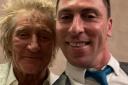 Hoops daft Sir Rod Stewart poses with former Celtic captain Scott Brown