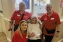 Annie with the care home staff