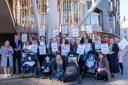 Families affected by the Scottish Government's decision to downgrade Wishaw Neonatal Unit protest outside the Scottish Parliament at Holyrood, Edinburgh. Picture date: Thursday November 9, 2023.
