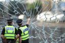 Broken glass/Police Scotland officers