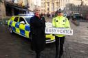 Handout photo issued by the Scottish Government of Cabinet Secretary for Justice and Home Affairs Angela Constance and Chief Superintendent Hilary Sloan launch the Scottish Government and Police Scotland's Festive Safety campaign on the Grassmarket