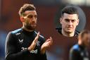 Rangers centre half Connor Goldson, main picture, and Ibrox midfielder Tom Lawrence, inset