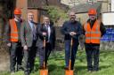 West Dunbartonshire Council Chief Executive Peter Hessett, Convener of Infrastructure, Regeneration and Economic Development, Councillor David McBride and West Dunbartonshire Council Leader, Councillor Martin Rooney along with representatives from Clark