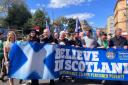 Actor Martin Compston was among those to join the march in Glasgow