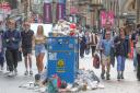 Bins overflowing on Buchnan Street in Glasgow