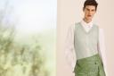 White shirt, £69, mint sheer vest, £59, green coated Tyvek skirt, £89