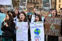 School pupils in George Square as they take part in the nationwide student climate march.