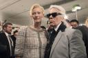 Karl Lagerfeld, here with actress Tilda Swinton, worked with a small team to create his collections.