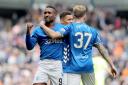 Rangers' Jermain Defoe celebrates scoring his sides first goal during the Ladbrokes Scottish Premiership match at Ibrox