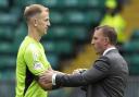 Joe Hart with Celtic manager Brendan Rodgers