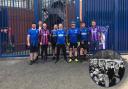 Members of Coatbridge supporters’ groups at Ibrox after completing their charity cycle in memory of the five boys who didn't come home