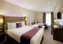 Stock image of the interior of a Premier Inn hotel.