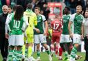 Jim Goodwin had a word with Ryan Porteous after the game between Hibs and Aberdeen