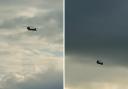 The huge helicopters were pictured in the skies above Clydebank on Monday, April 17