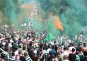 Celtic fans swarm Glasgow Green ahead of the Scottish cup final