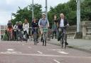 Patrick Harvie, active travel minister, front right,