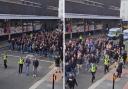 PSV fans making their way through Glasgow city entre