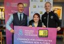 Jamie Duncanson, left, community programme manager at  Rangers Charity Foundation, Courtney Kimmins and Andy Gordon, cashback co-ordinator at Rangers Charity Foundation. Courtney has come through the Rangers Charity Foundation Cashback for Communities-